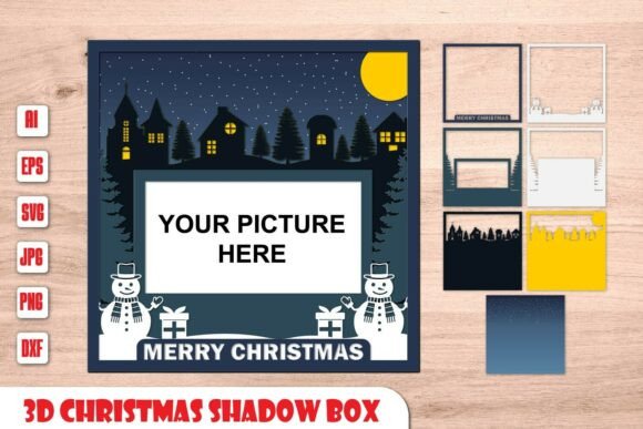 Download Merry Christmas Photo Frame | Layered Winter Shadow Box - Winter Collection