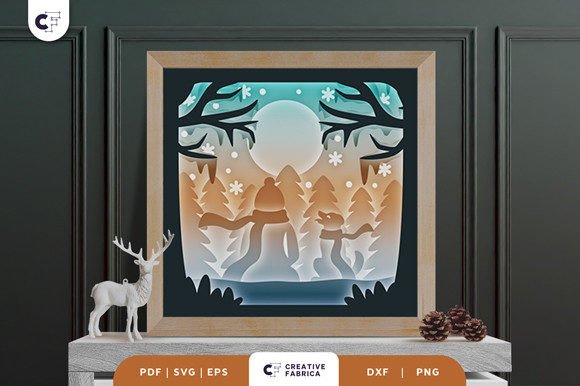 Download Girl with a Dog in the Winter Shadow Box - Winter Collection