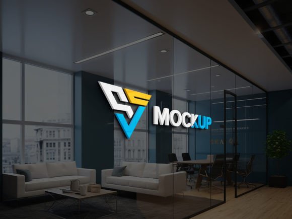 Download Glass Partition Office Wall Logo Mockup - Wall logo Collection