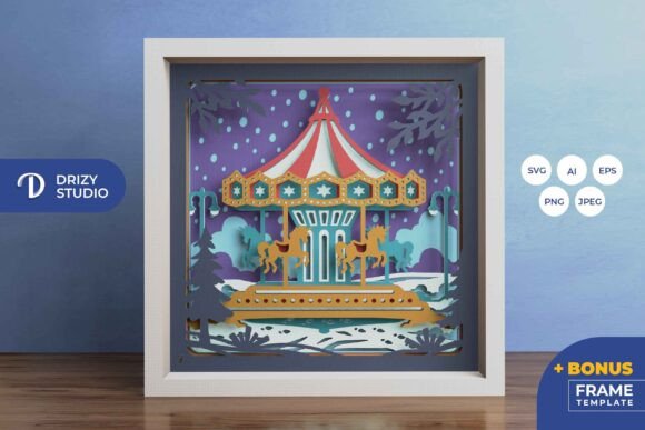 Download Winter Carousel 3D Shadow Box - Carousel - Winter Collection