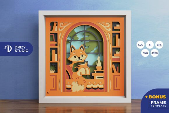 Download Cozy Fox in the Winter 3D Layered Paper - Winter Collection