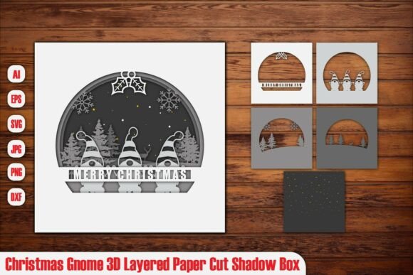 Download Merry Christmas Gnomes | Layered Winter Shadow Box - Winter Collection