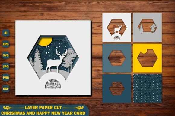 Download Christmas Winter Reindeer | Layered Paper Cut File - Winter Collection