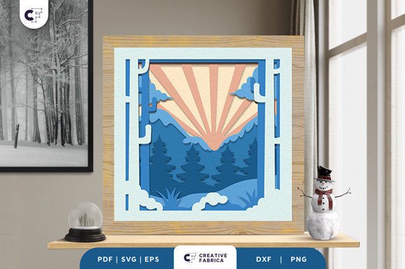 Download Winter Mountain Forest Paper Cut SVG - Winter Collection