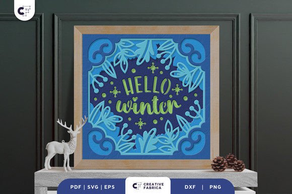 Download Hello Winter Shadow Box Paper Cut SVG - Winter Collection