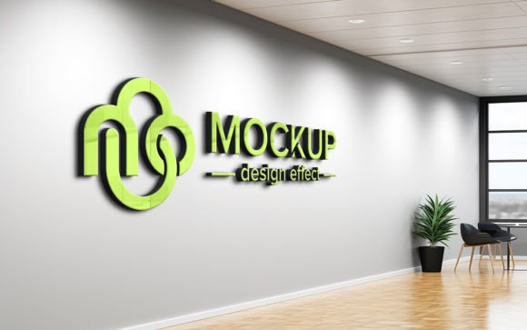 Download Office Lobby Room Wall Logo Mock Up - Wall logo Collection